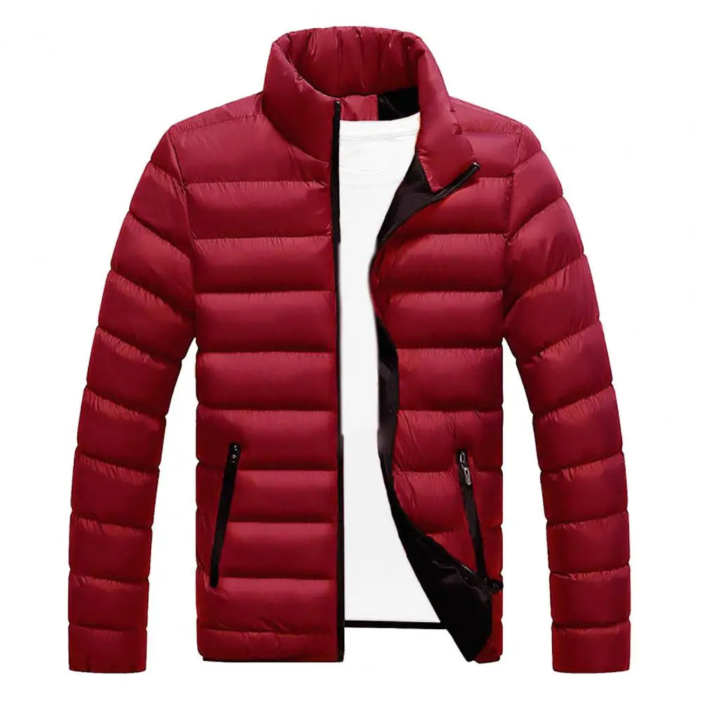 45918162Solid Stand Collar Male Windbreak Cotton Padded Down Jacket - red with black (no backround)256116|45918162354420|45918162682100|45918162845940|45918162977012|45918163108084