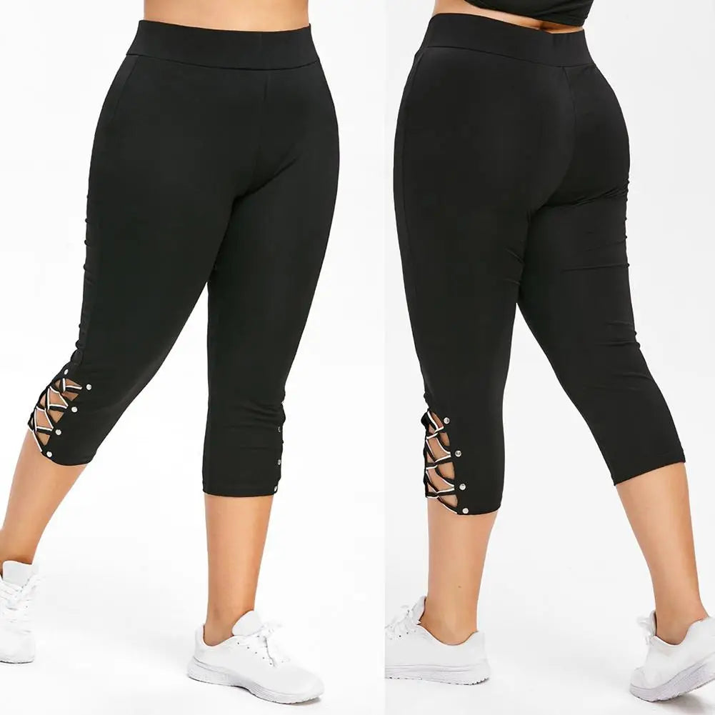 Women's Sports leggings - black (front and back view)