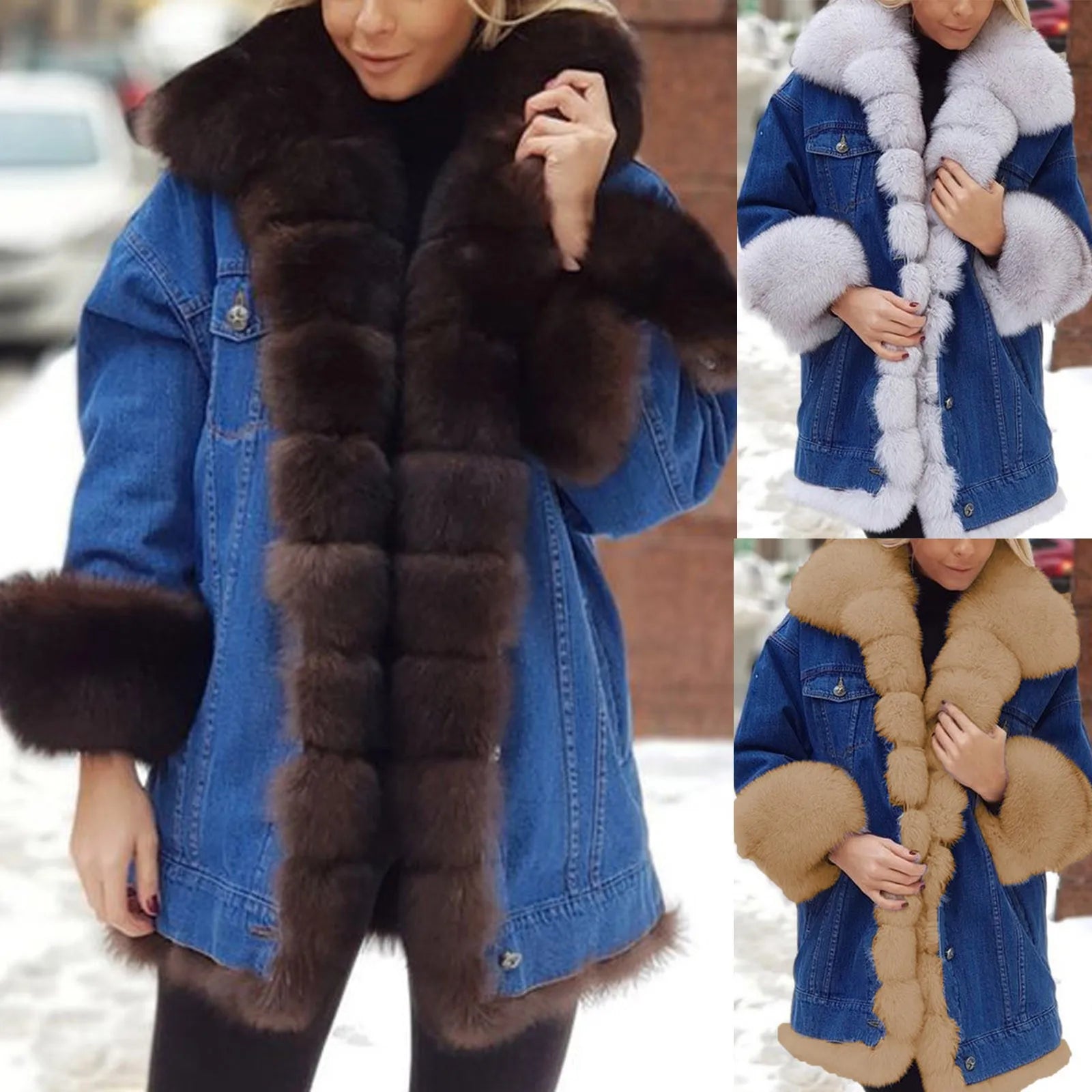 Fur denim Long sleeved Jacket - all three colors