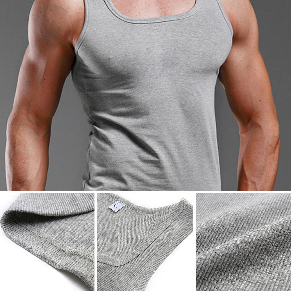 100% Cotton Mens Oversized T-shirt Sleeveless Tank Top