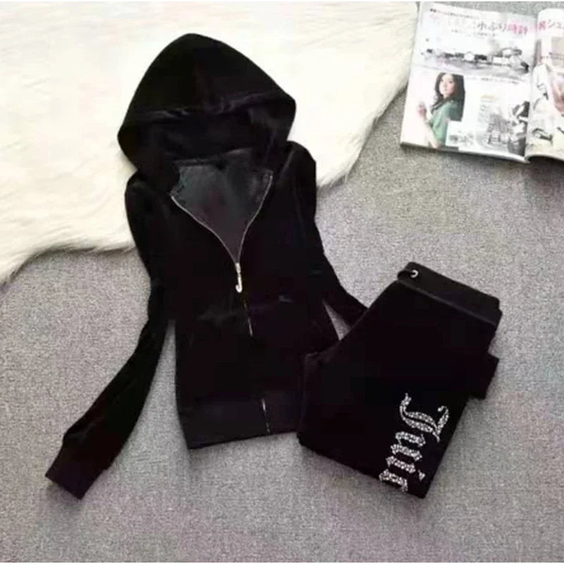 Velvet Tracksuit - black (front view zoomed out)