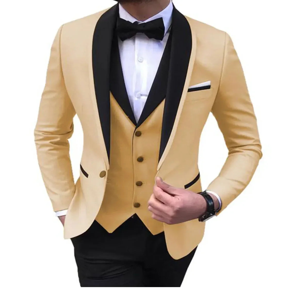 White Men's Suits Men 3 Piece - beige