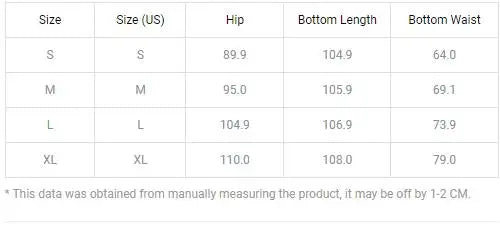 Casual High Waist Skinny Jeans - size chart