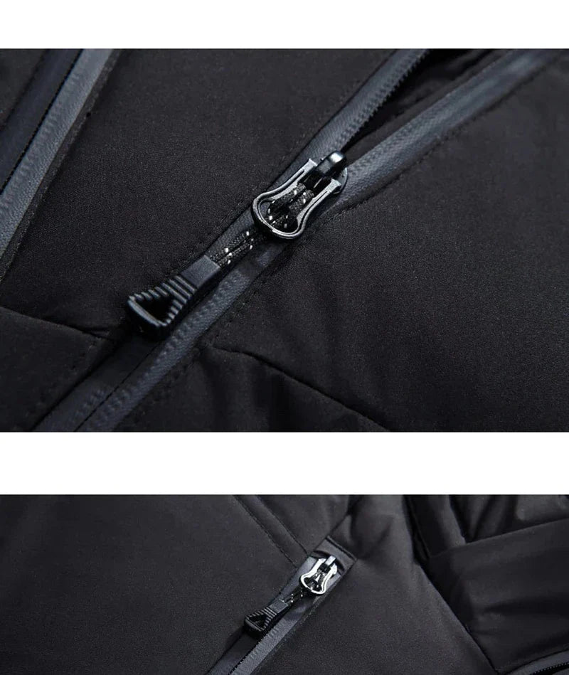 - 20 durable men's winter parka - black (close up view)