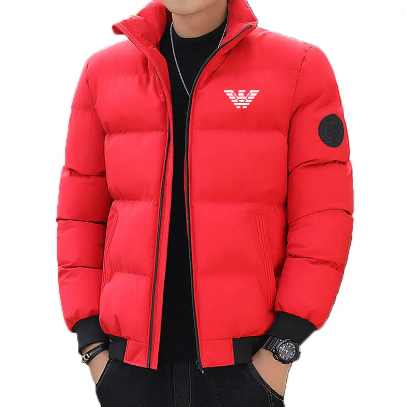 Winter Jacket - puffed style - red with white logo - Thick winter jacket