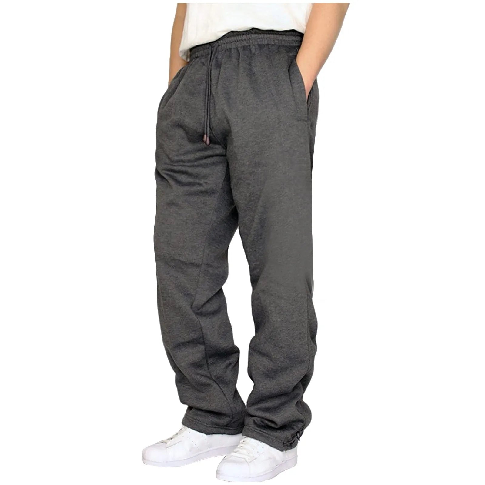 Black Plain Sweatpants - dark grey