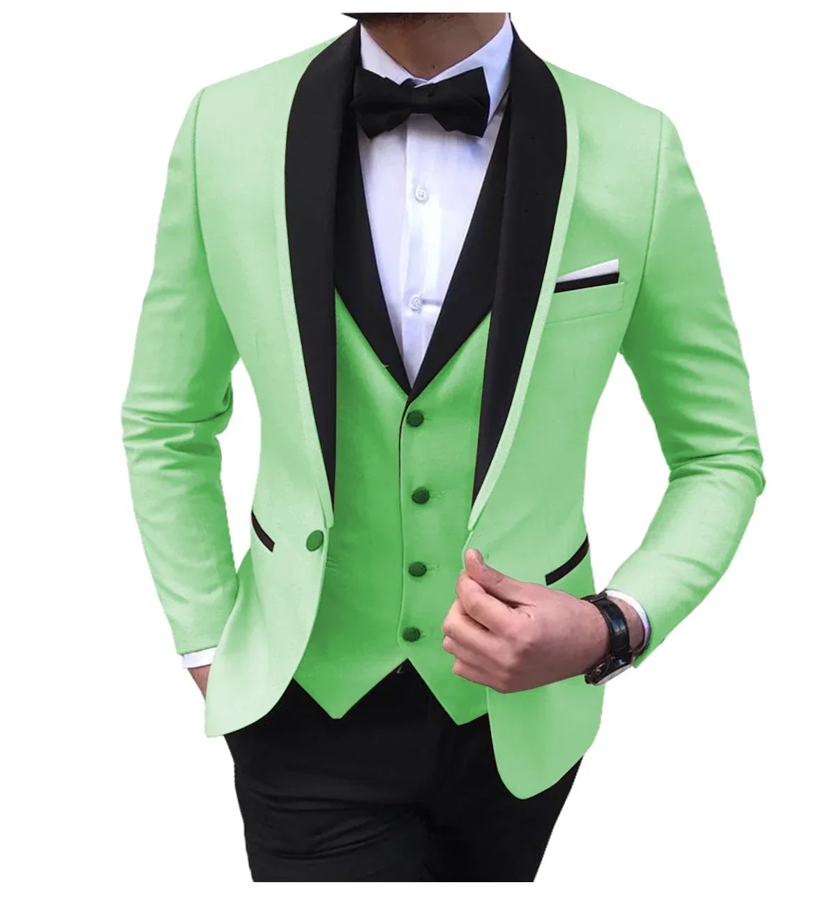 White Men's Suits Men 3 Piece - mint green