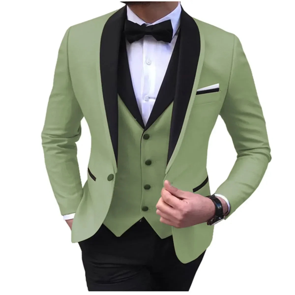 White Men's Suits Men 3 Piece  - earth green