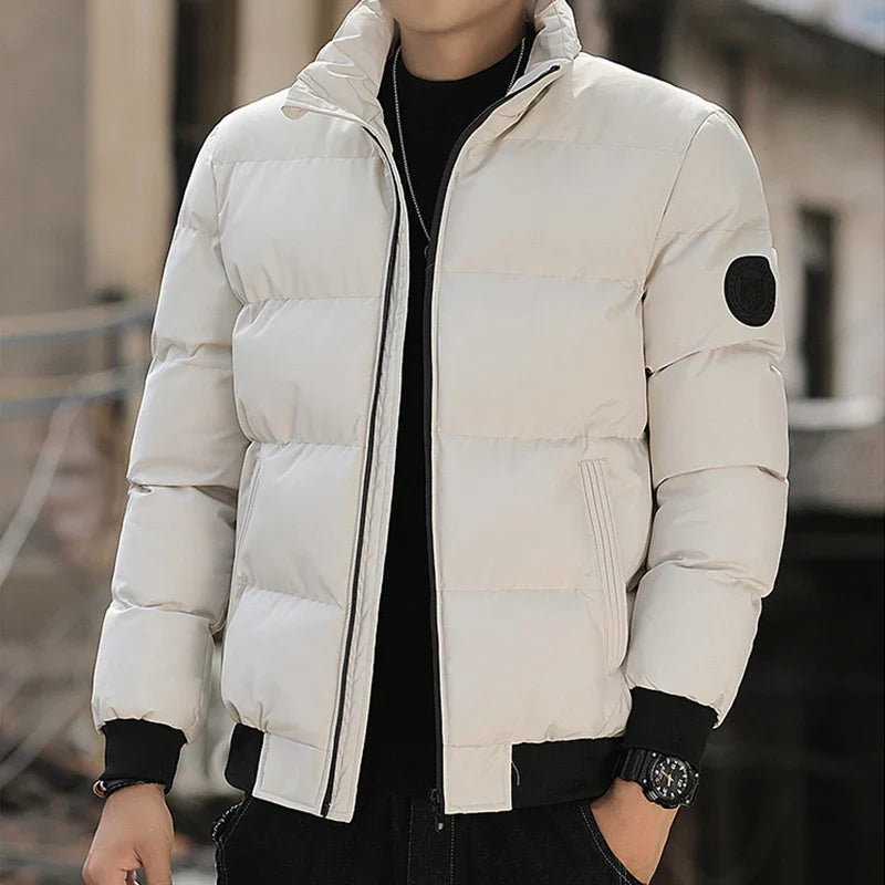 Parka Jacket Men - Thick, Warm winter jacket - white with black logo