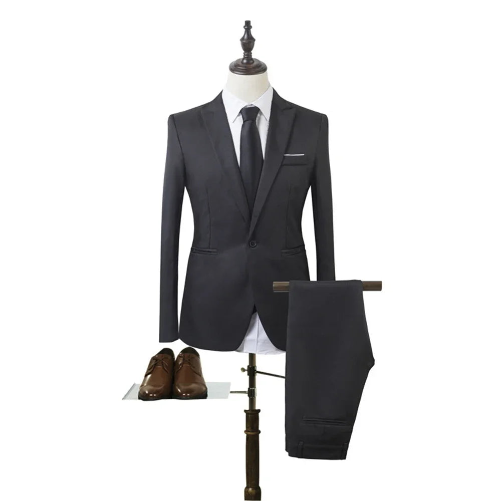 Men's two piece - blazer and pants set - black - mannequin