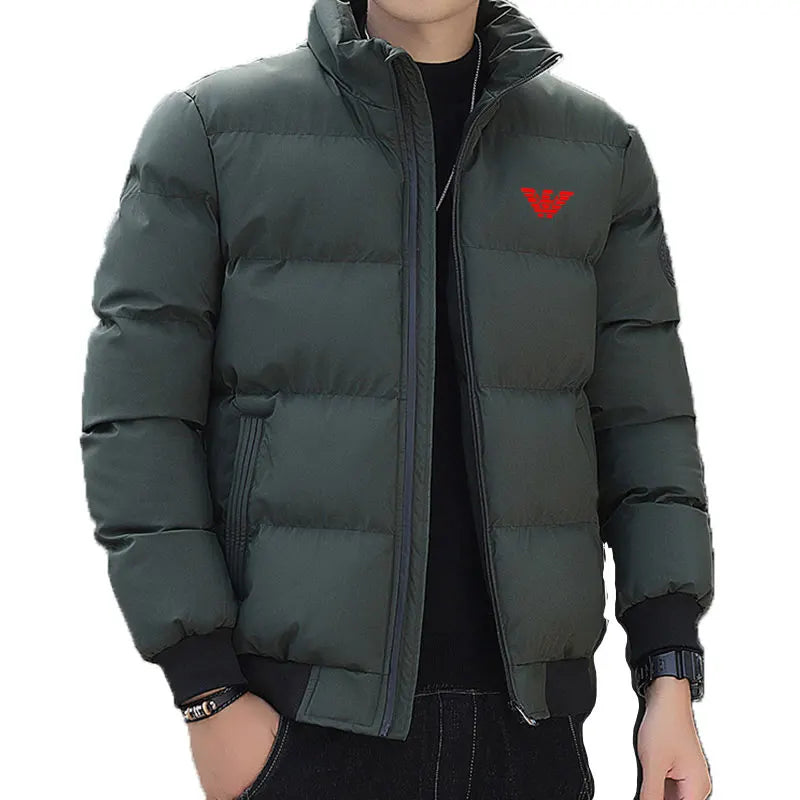 Winter Jacket - puffed style - dark grey with red logo- Thick winter jacket