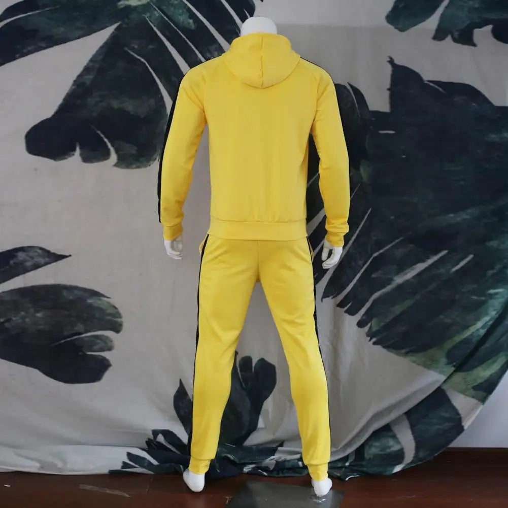 2 Pieces Set Sweatshirt + Sweatpants Sportswear Zipper Hoodies - yellow