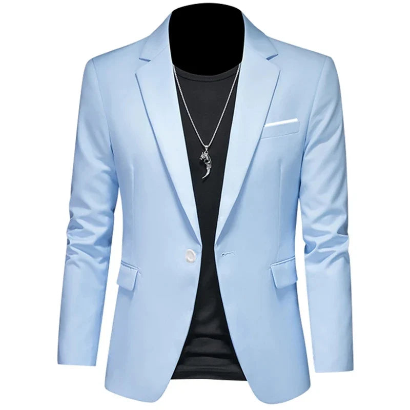 Men's Casual Business Slim Fit Jacket - light blue