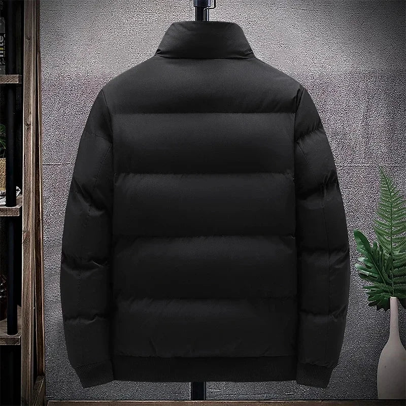 Parka Jacket Men - Thick, Warm winter jacket - black on black - back view