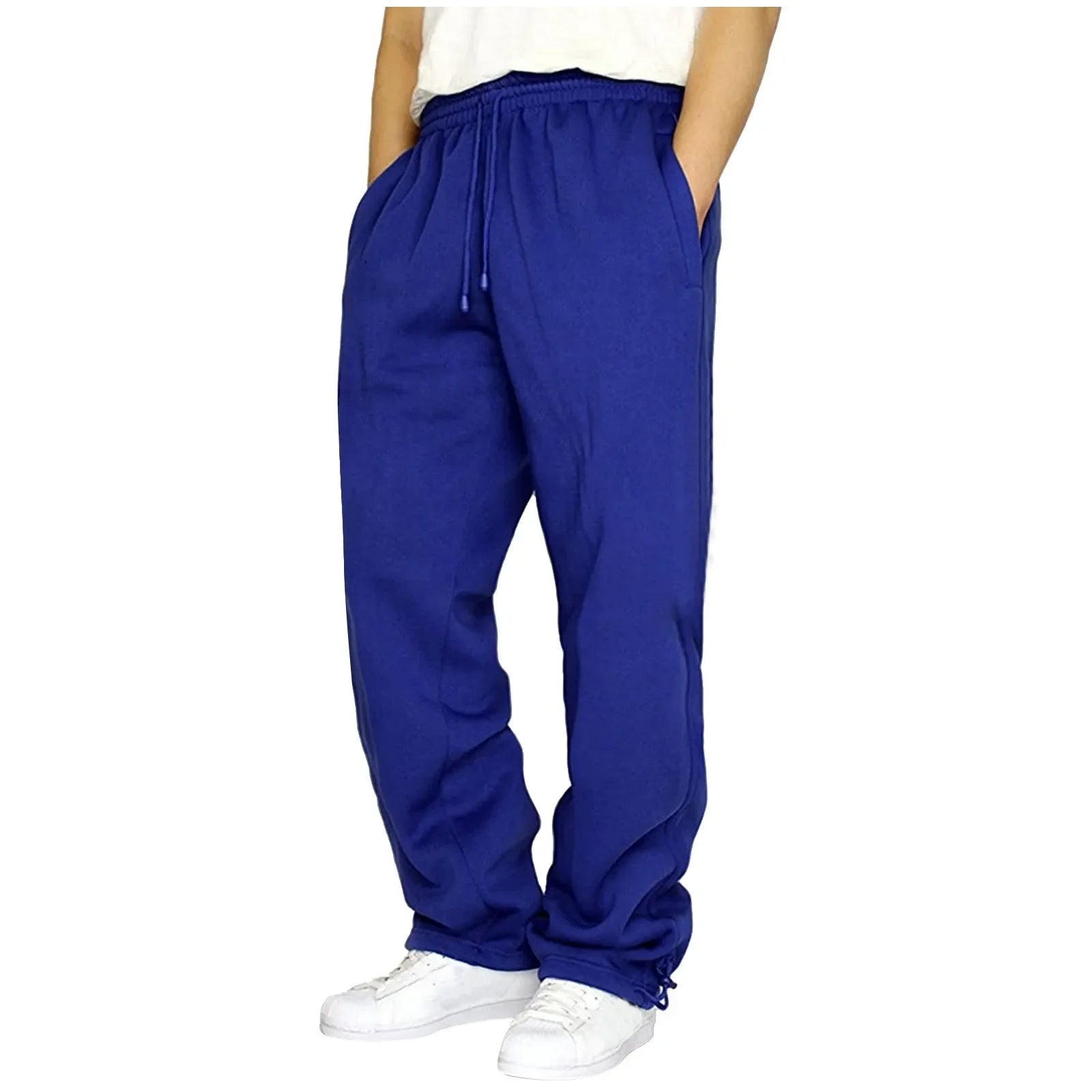 Black Plain Sweatpants - blue