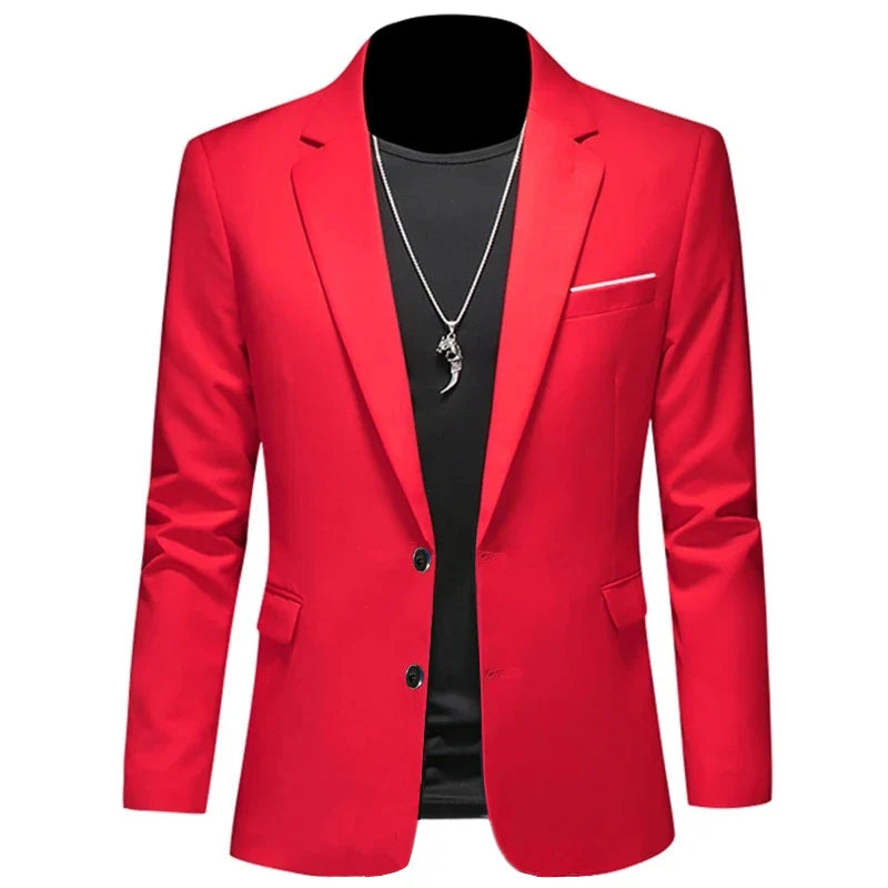 Men's Casual Business Slim Fit Jacket- bright red