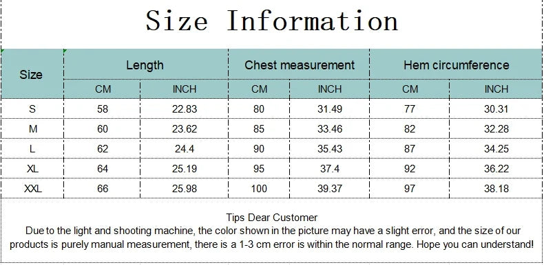 Yoga Top - size chart 2 