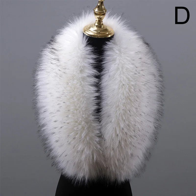 Large Faux Fur Collar Scarf - all white