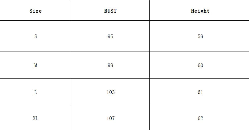 Lamb fleece vest - size chart