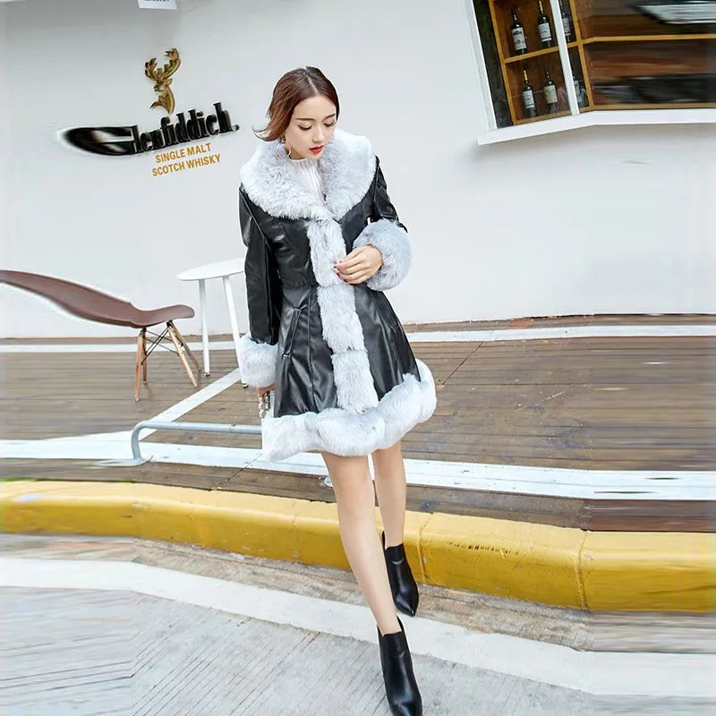 High Quality Faux Sheepskin Coat - front view expanded