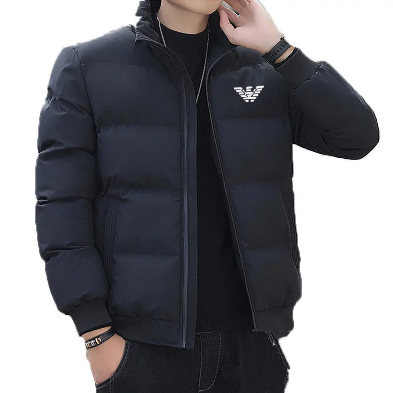 Winter Jacket - puffed style - black with white logo - Thick winter jacket