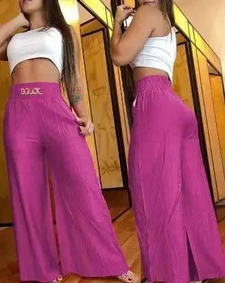 Women's High Waist Wide Leg Pants - magenta