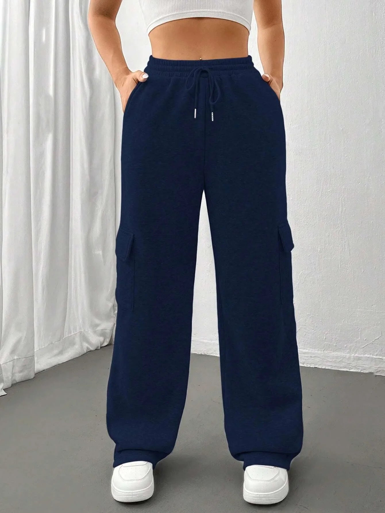 Women's Casual Sports Sweatpants - dark blue