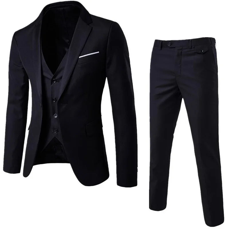 3 piece men's suit set - black