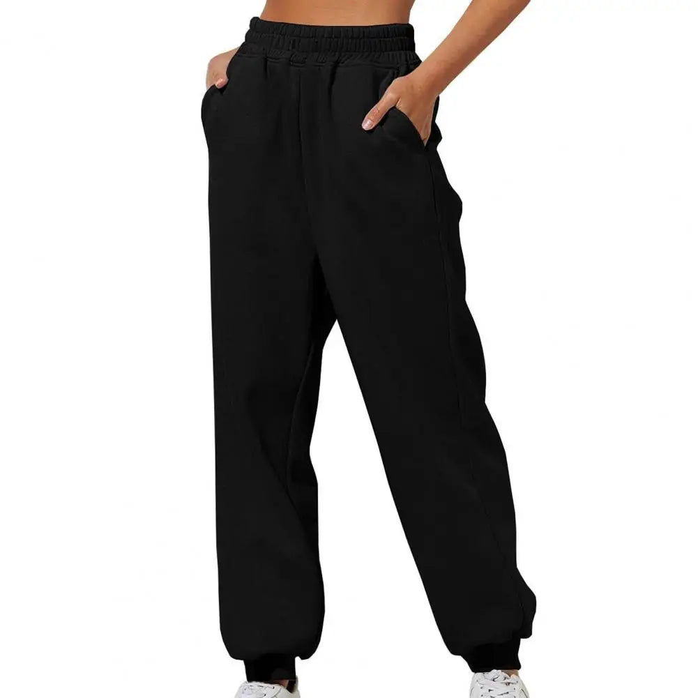 Wide straight leg women's sweatpants - Black