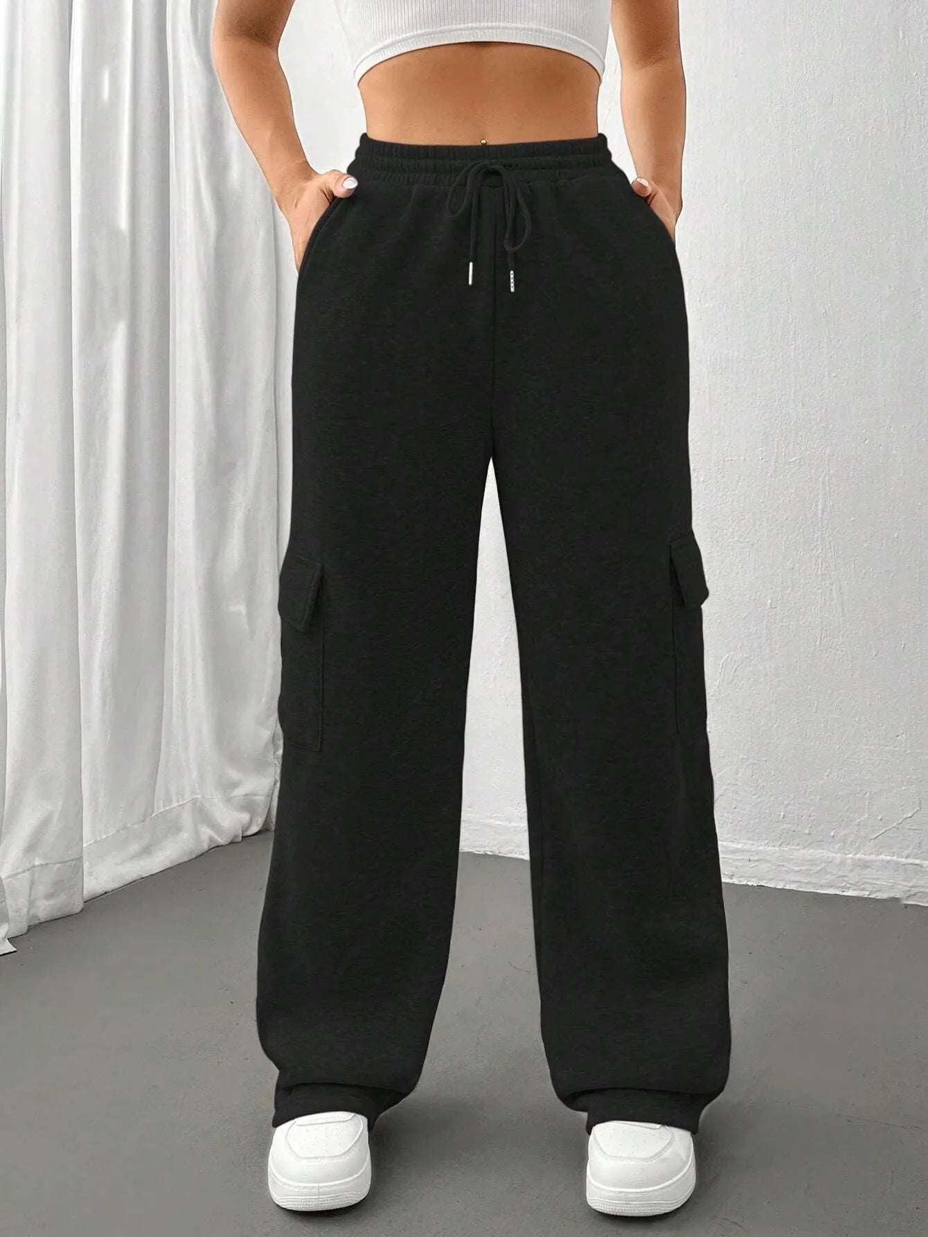 Women's Casual Sports Sweatpants - dark brown