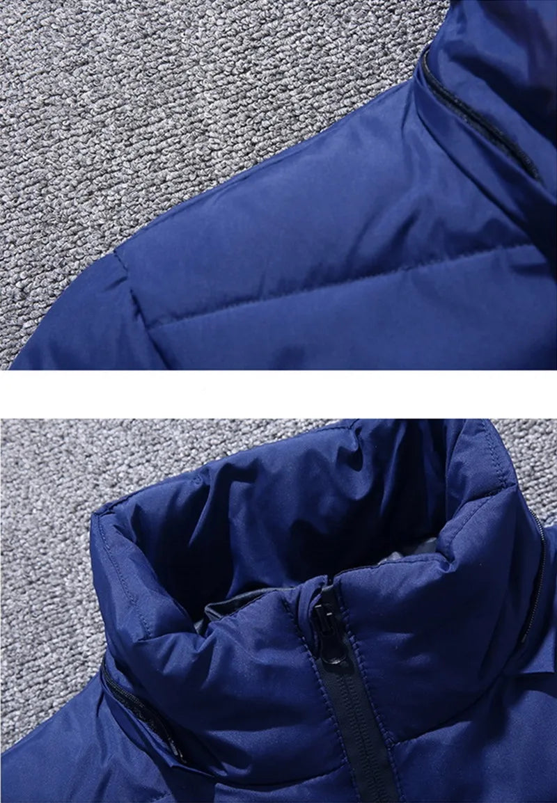 - 20 durable men's winter parka - blue (close up view)