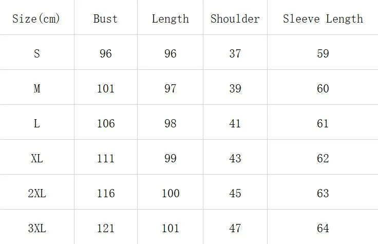 Faux Fur England Coat - size chart