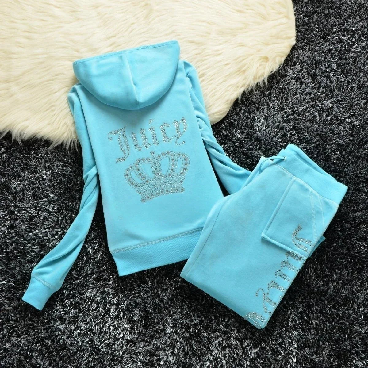 Velvet Tracksuit - baby blue