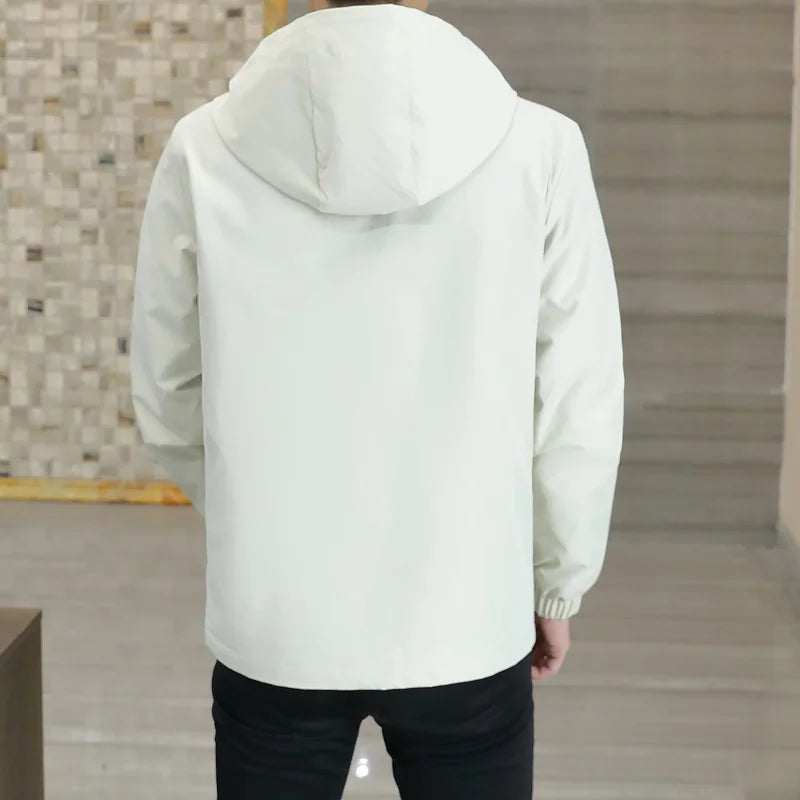 Hooded Jacket Male Outwear - white - back view 