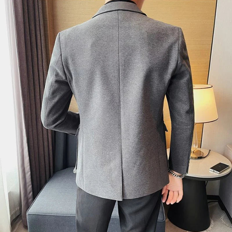 Tweed Men's Suit Jacket - grey (backview)