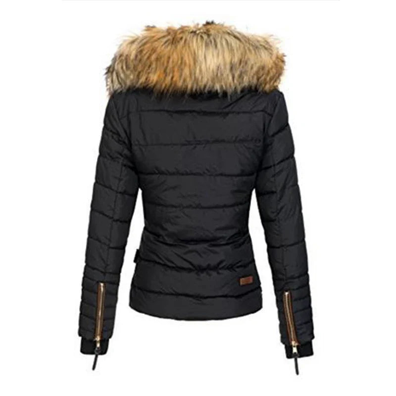 Women Fur Collar Coat - back view