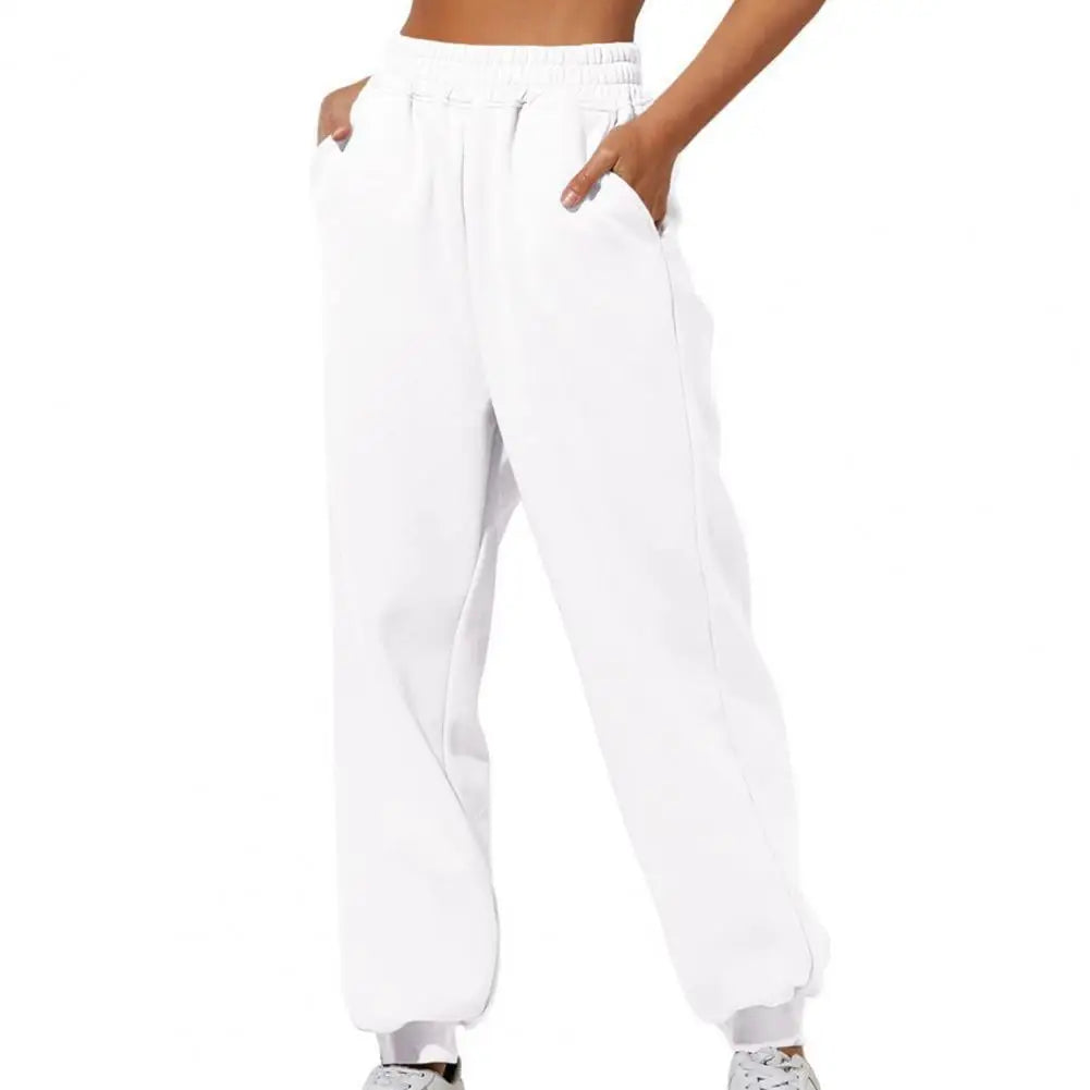 Wide straight leg women's sweatpants - White