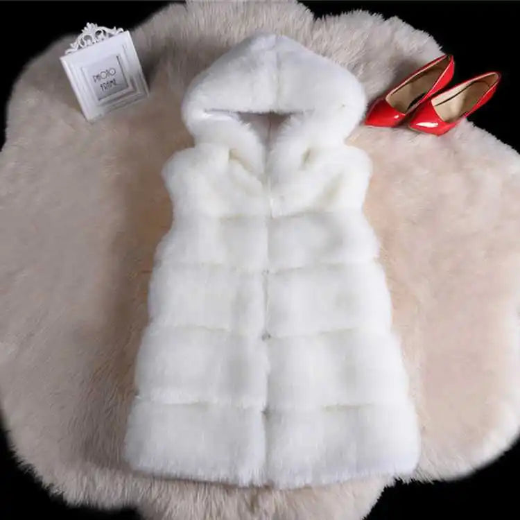 Quality Fur Vest Coat - All white