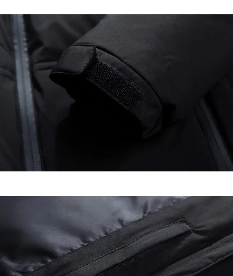 - 20 durable men's winter parka - black (close up view)