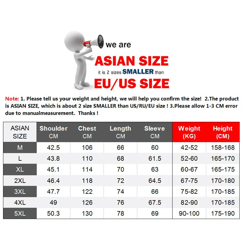 Hooded Jacket Male Outwear - size chart