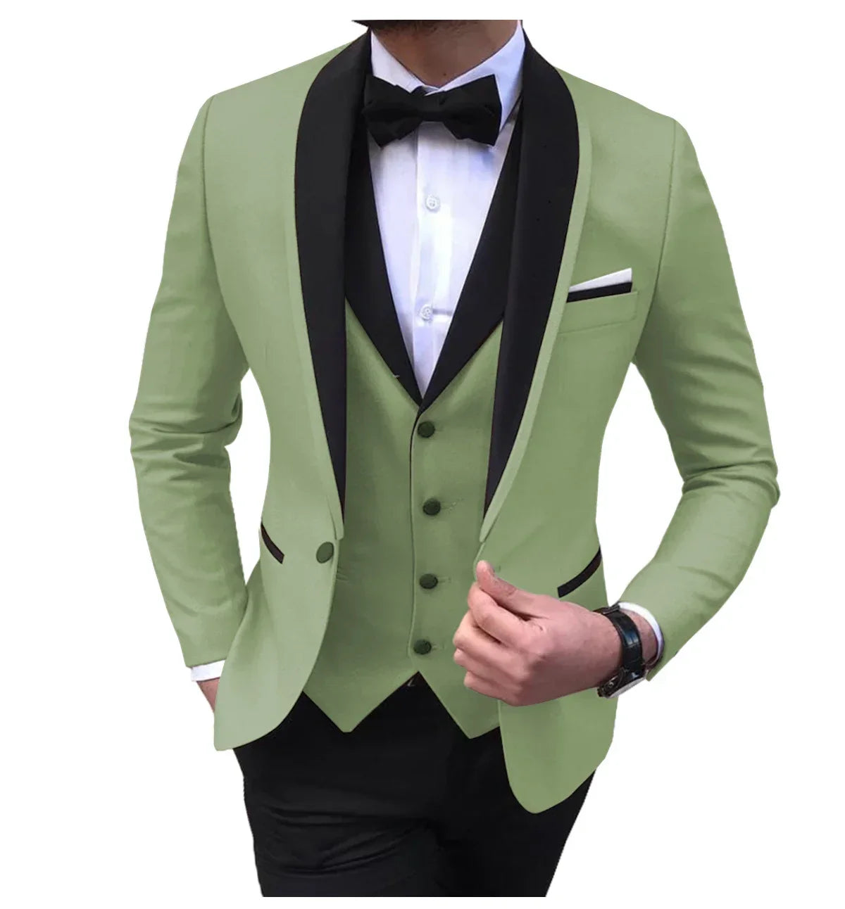 White Men's Suits Men 3 Piece - dusty green