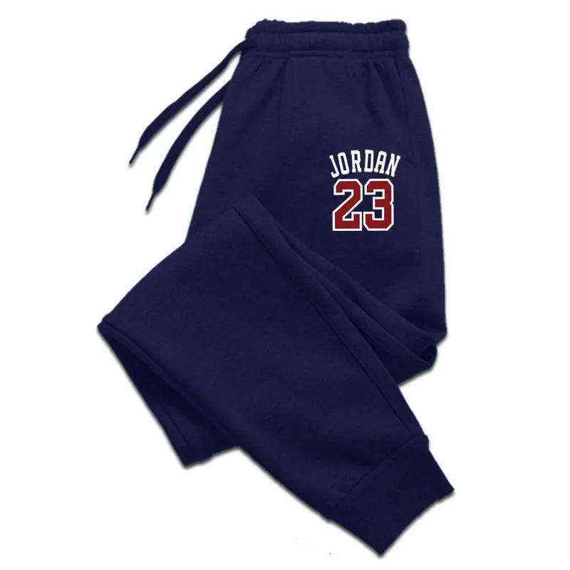 Casual Trousers Sports Pants - Dark blue with red lettering