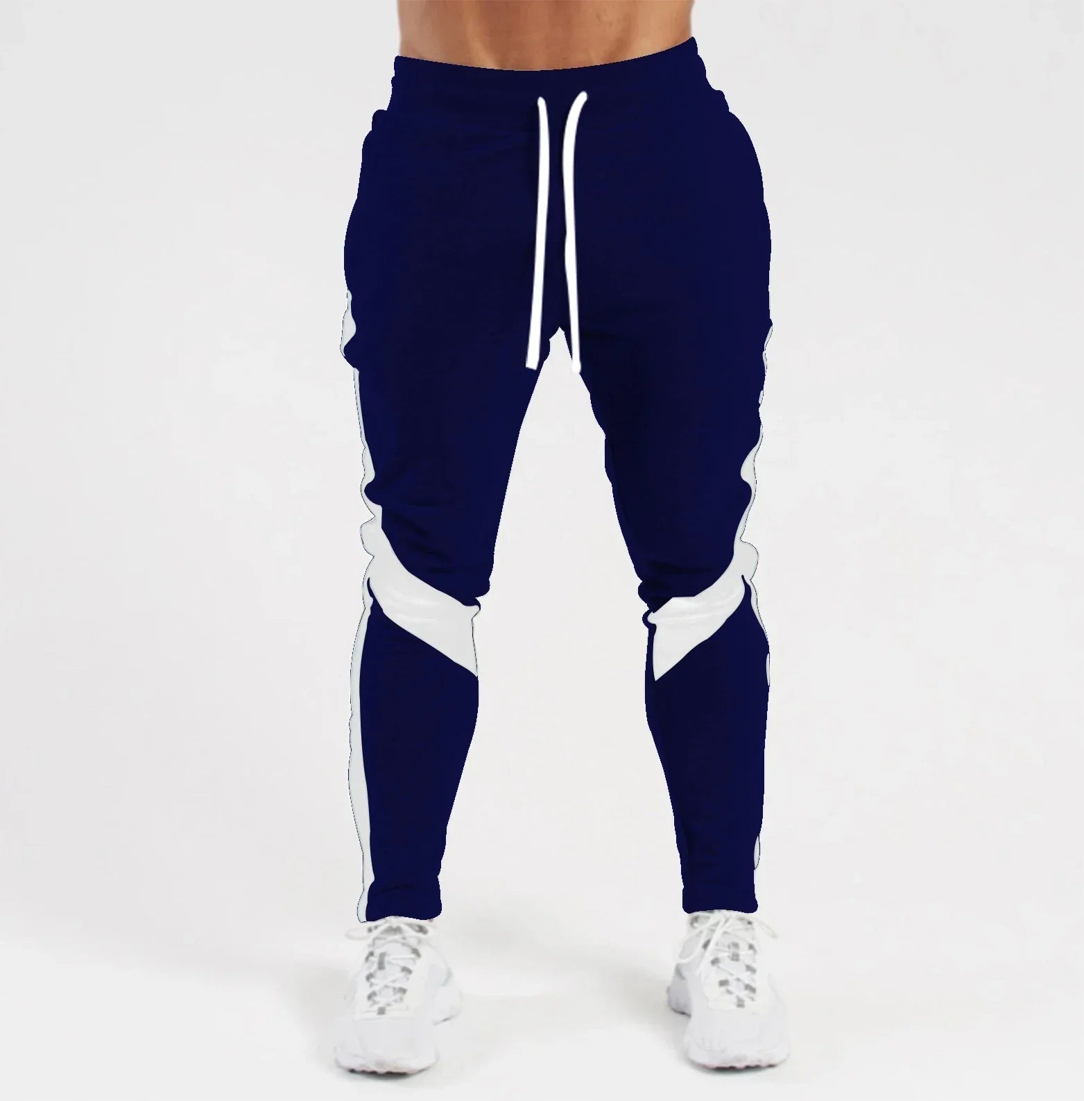 Mens Joggers - Dark blue and white