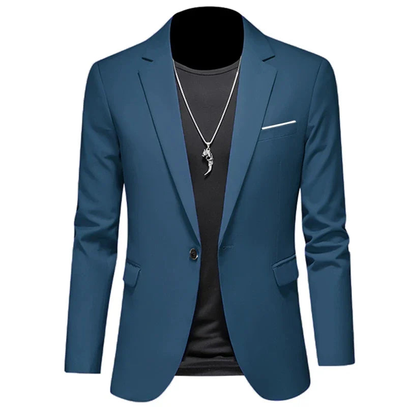 Men's Casual Business Slim Fit Jacket - dark blue/green