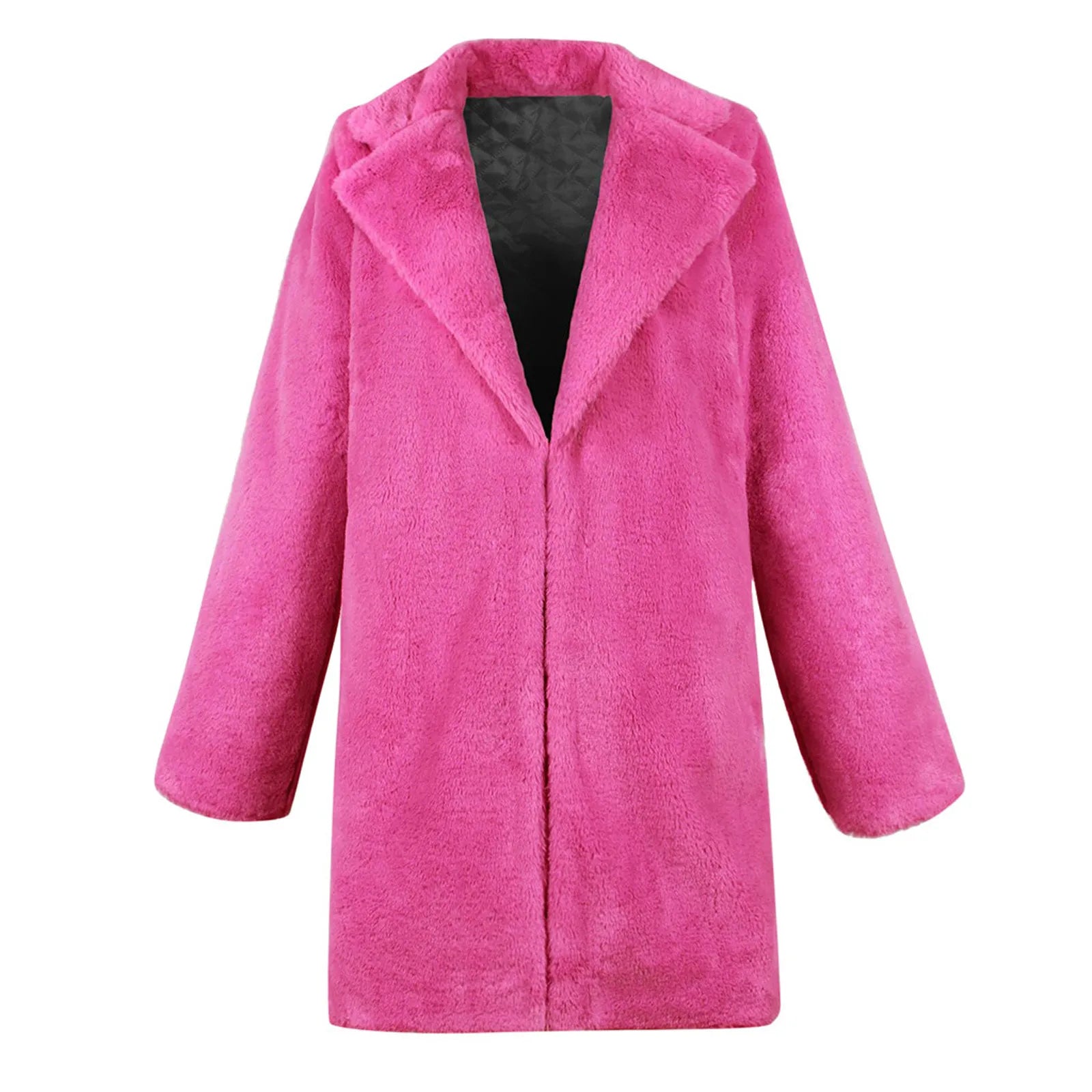 Faux Leather Sheepskin Coat - front view - no model - no backround