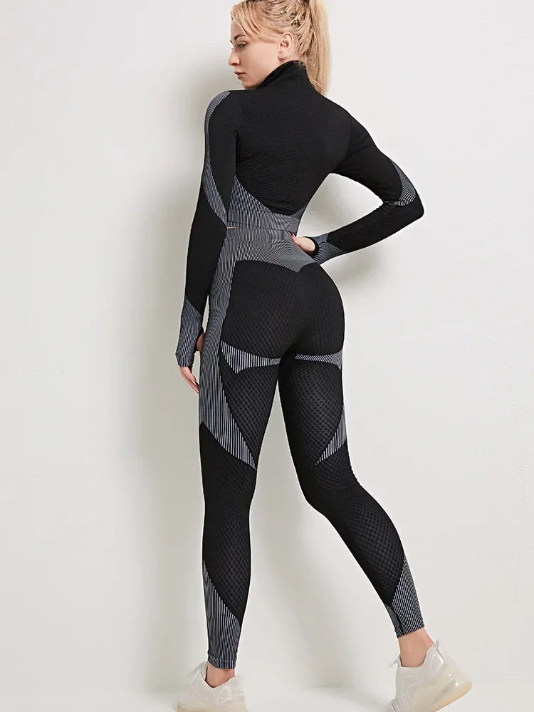 Yoga Suit Sport Clothes - blac and grey 