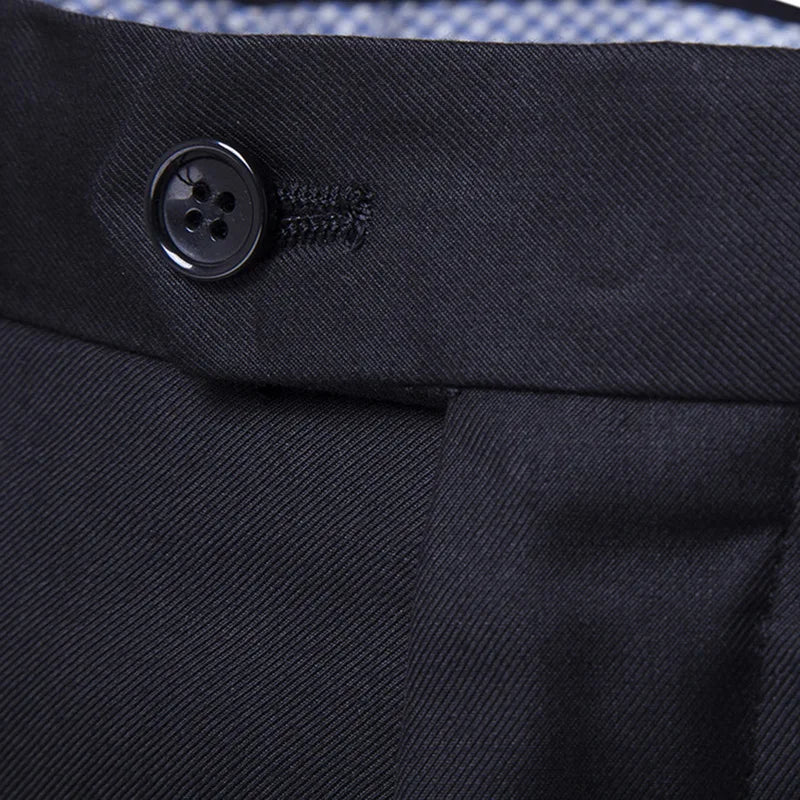 3 piece men's suit set - close up of button on pants