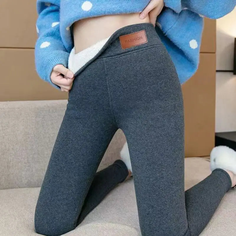 Women Pants Winter Fleece - grey