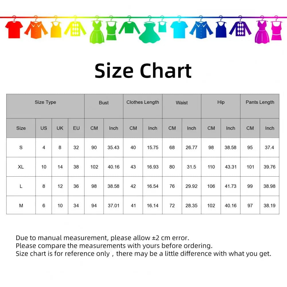 2 Pieces Set Women - sizze chart