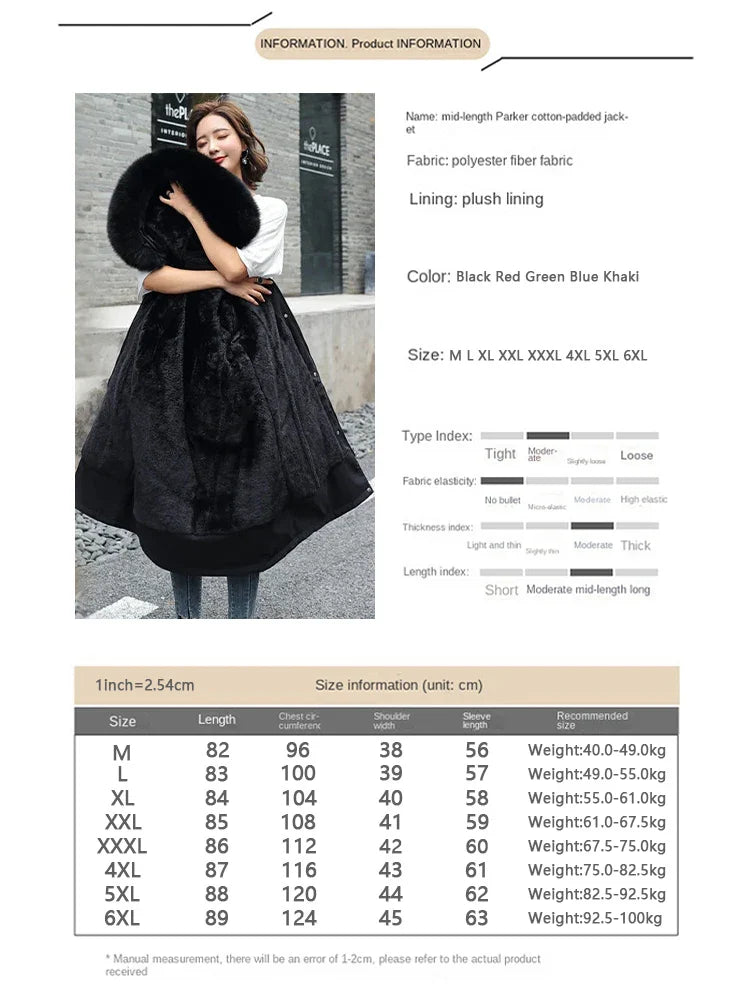 Winter Jacket Parka Wool Liner Fur Collar - size chart